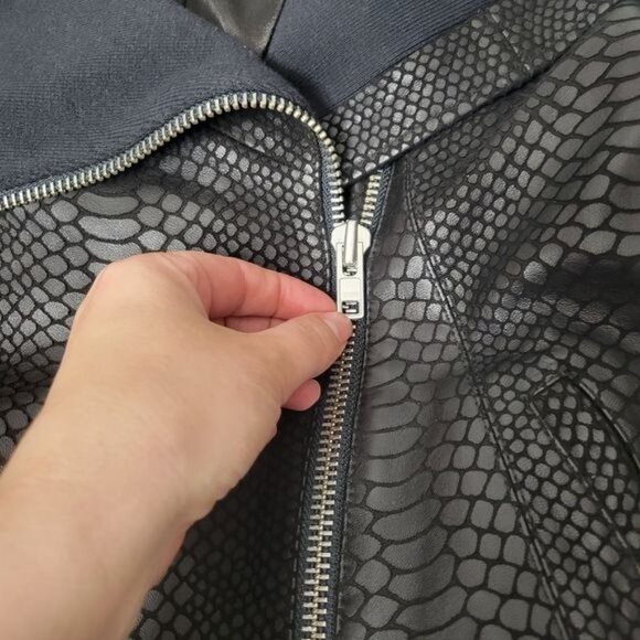 Generation Love Black Leather Reptile Textured Moto Jacket Small - Picture 8 of 11